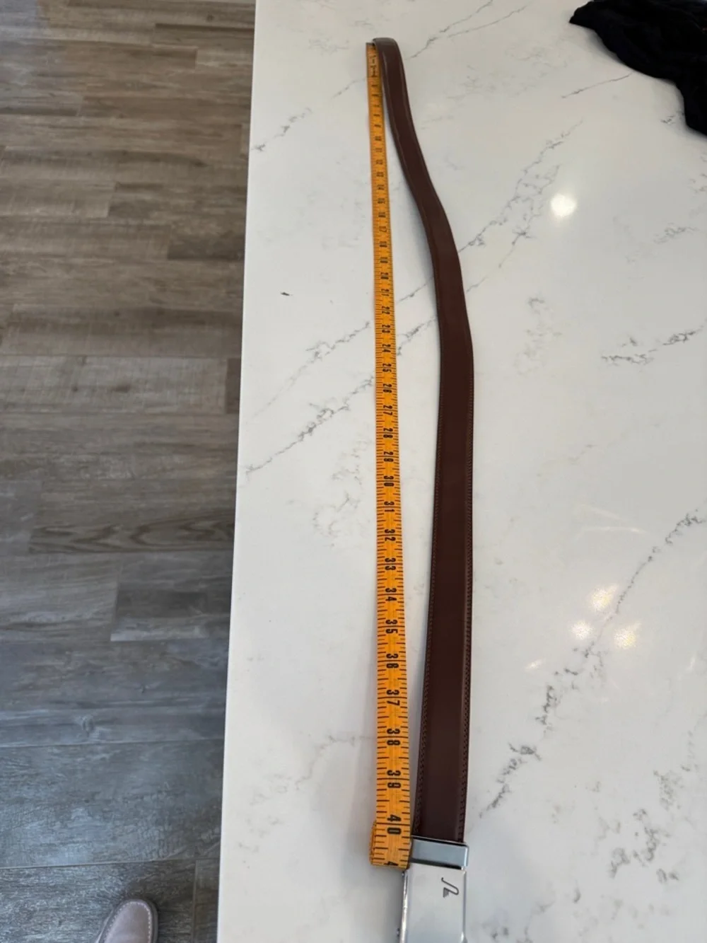 Brown Leather Belt with Silver Automatic Buckle